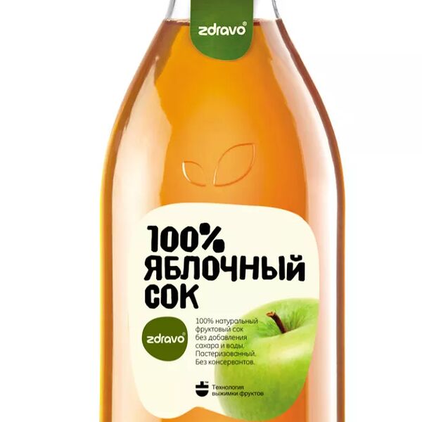 Сок Zdravo яблочный 100% 0.75л, Республика Сербия