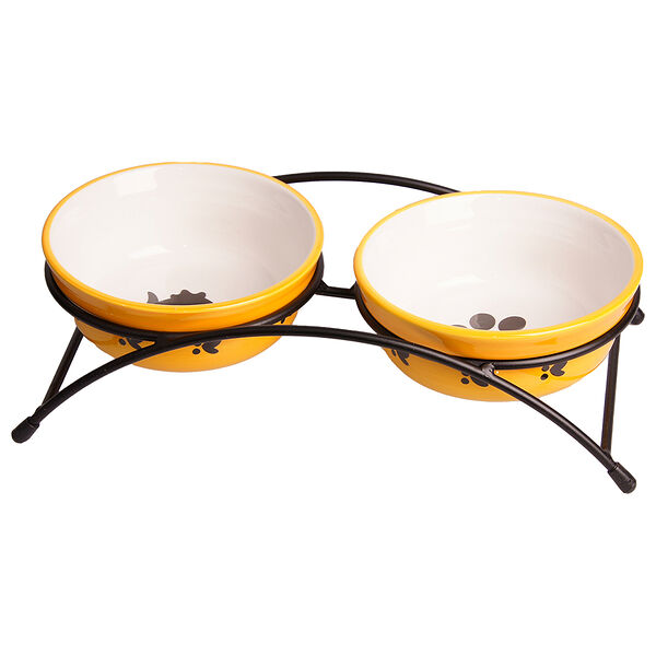  Двойная миски на подставке Mr.Kranch для собак и кошек оранжевая 2 шт 290 мл