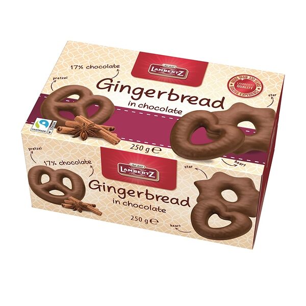 Пряники Lambertz Gingerbread Имбирные фигурные в шоколаде 250г