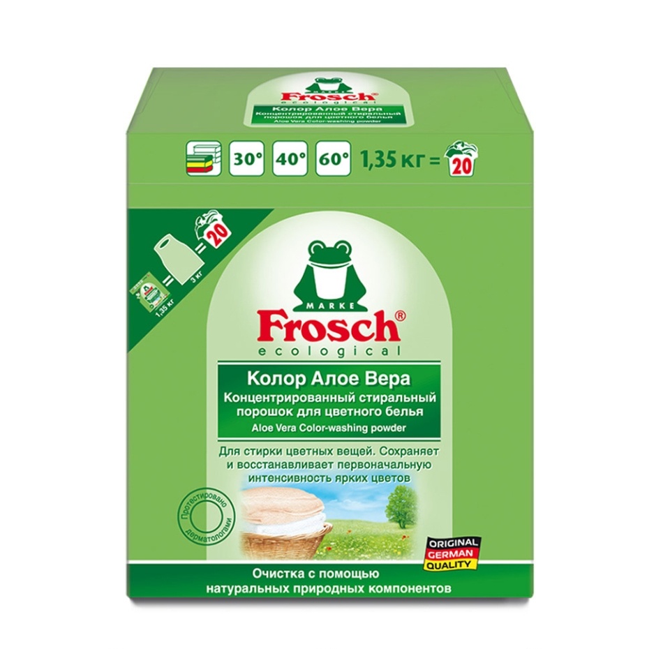 

Порошок стиральный Frosch Колор Алоэ Вера для цветного белья, 1.35 кг