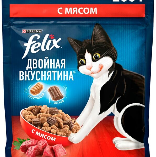 Сухой корм для кошек Felix Двойная Вкуснятина с мясом 200г