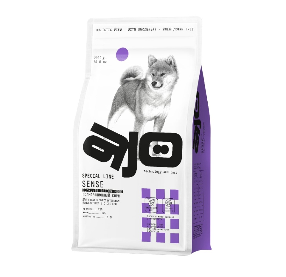 

Сухой корм Ajo Dog Sense с гречкой для собак с чувствительным пищеварением 2 кг
