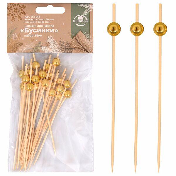 Шпажки для канапе Мультидом Бусинки, 24 шт
