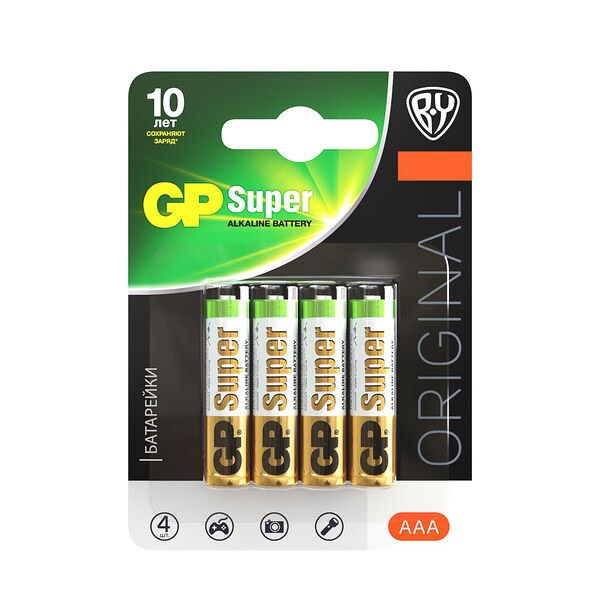 Gp super by original батарейки 4 шт, тип ааa, 24agm-2cr4, bl