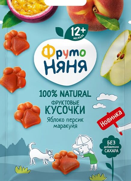 Кусочки фруктовые ФрутоНяня Яблоко-Персик-Маракуйя 15г