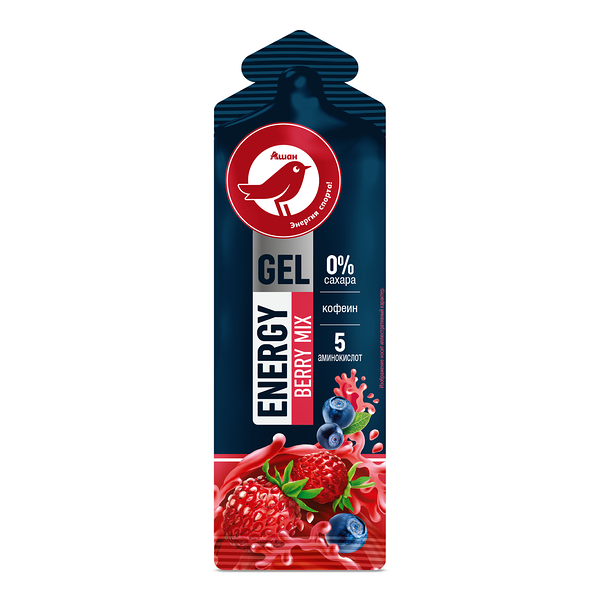 Энергетический гель АШАН Красная птица со вкусом ягод в саше 60 мл