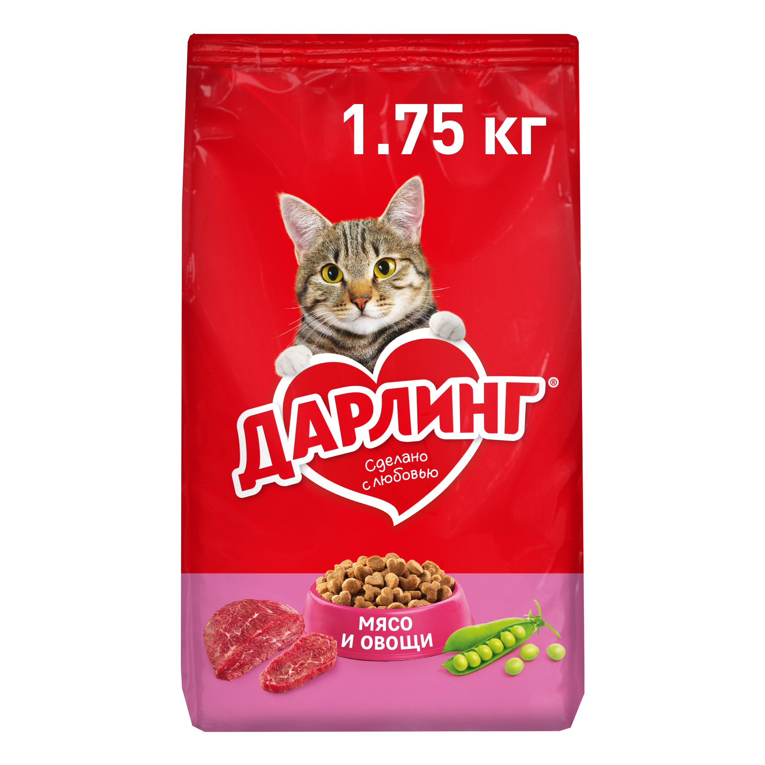 

Сухой корм Дарлинг для взрослых кошек с мясом и овощами 1750 г