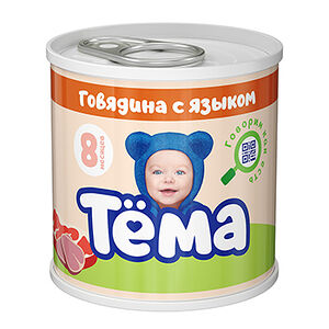 Детское питание Пюре Тема 90гр Говядина Язык с 8мес ж/б