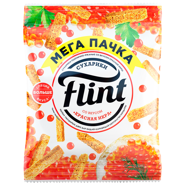 Сухарики пшенично-ржаные Flint со вк красной икры 100г