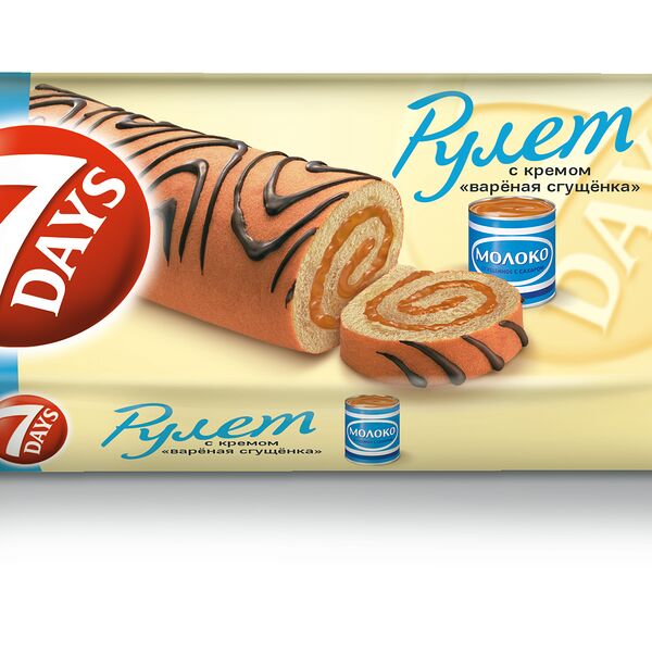 Рулет бисквитный 7 DAYS с кремом вареная сгущенка вес 200г 7 Days РОССИЯ