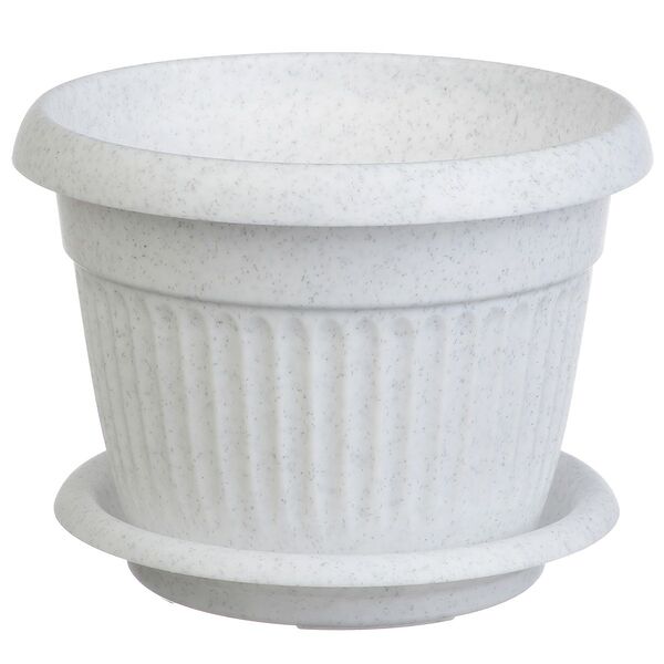 Кашпо Ливия с поддоном, 280 мм, 7,4 л, пластик, мраморный