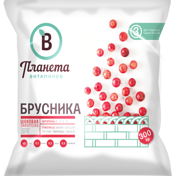 Брусника замороженная Планета Витаминов, 300г