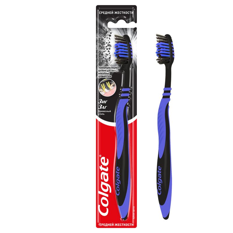 

Зубная щетка Colgate ЗигЗаг древесный уголь средней жесткости, цвет в ассортименте 1 шт