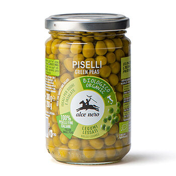 Горошек Alce Nero зеленый консервированный Био 300г, Италия