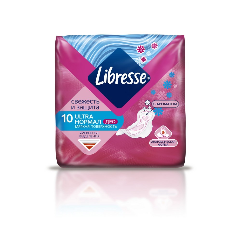 

Прокладки гигиенические Libresse Ultra Normal Deo с мягкой поверхностью 10 шт.