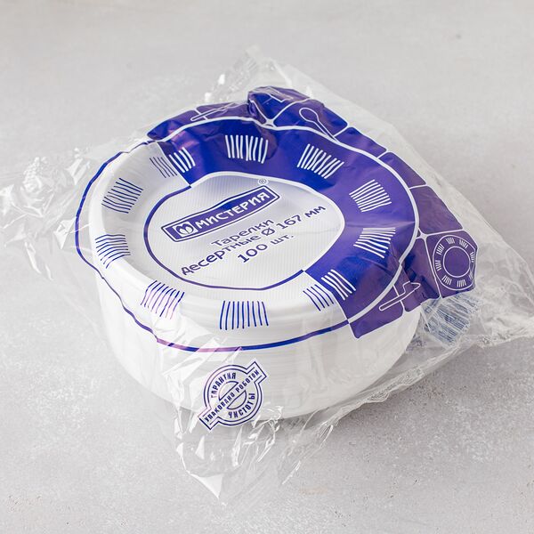 Тарелки одноразовые десертные, 167 мм, 100 шт.