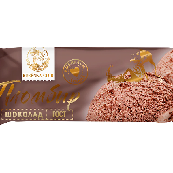 Мороженое пломбир Burenka Club Шоколадный 400 г