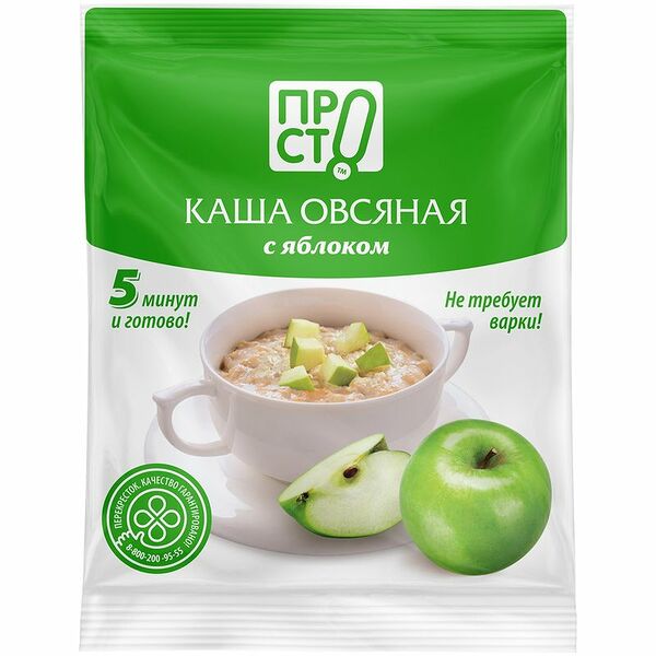 Каша овсяная быстрого приготовления с яблоком Пр!ст, 35г