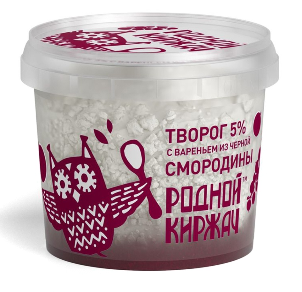 

Творог Родной Киржач с вареньем из чёрной смородины 5% 230 г