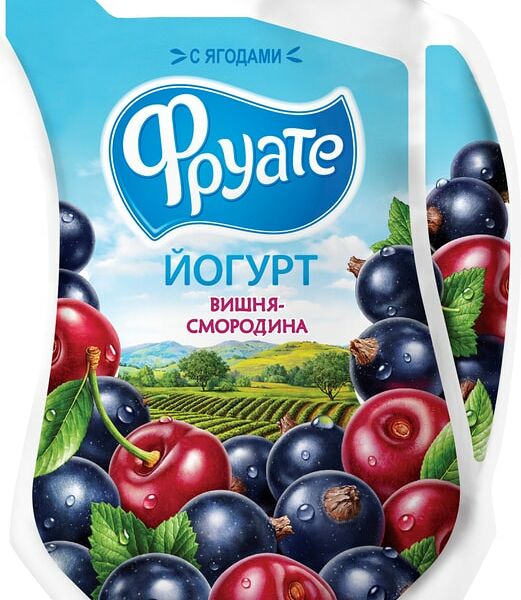 Йогурт питьевой Фруате вишня-черная смородина 1.5% 950г