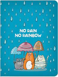 Блокнот No rain no rainbow А6 96 л твердая ламин обложка соффтач с выб лакированием 3164