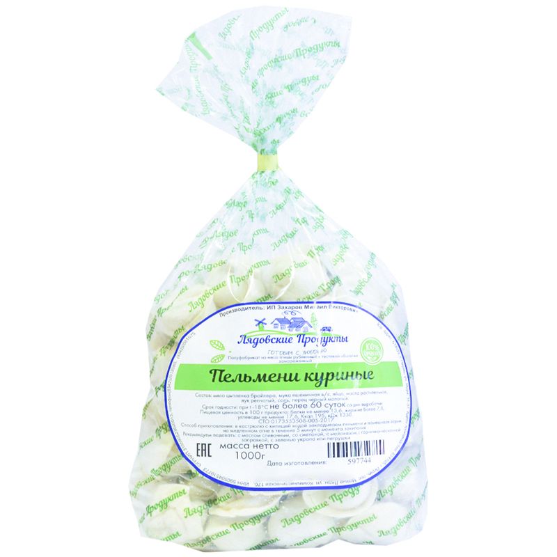 

Пельмени Лядовские продукты куриные 1 кг