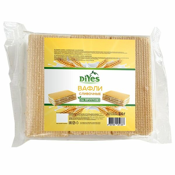 Вафли сливочные на фруктозе ДиYES 85г