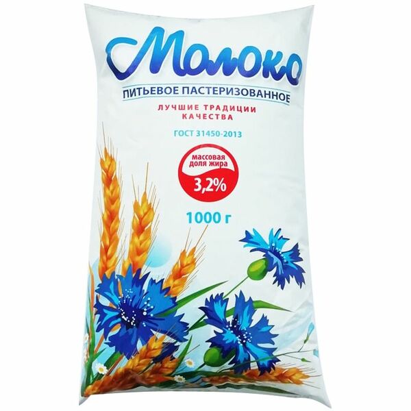 Молоко Лучшие Традиции Качества питьевое пастеризованное 3.2%, 1л