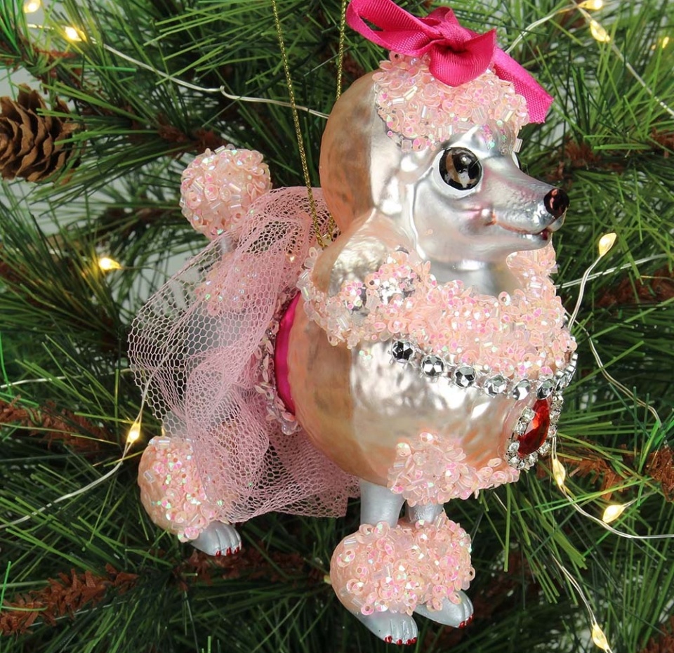 

Игрушка для ёлки «Пудель в юбке» стеклянная, цвет серебристо-розовый, Kersten, 12.7 см, Нидерланды