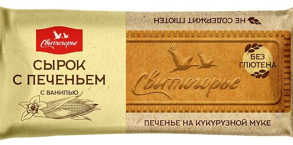 Сырок творожный Свитлогорье глазированный с ванилью с кукурузным печеньем 23% 50г