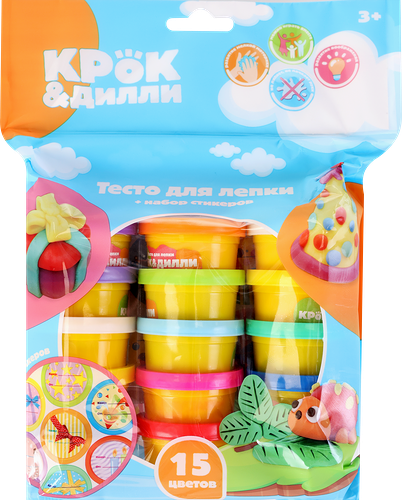 Тесто для лепки КРОК&ДИЛЛИ, 15 цветов