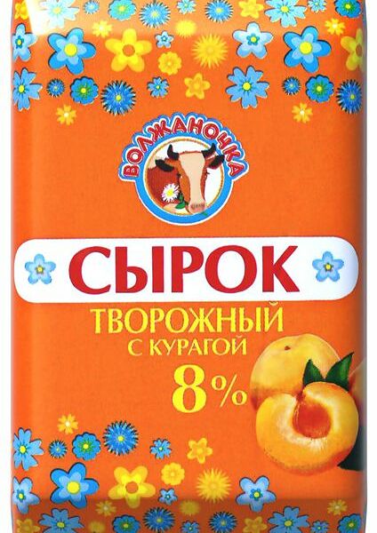 Сырок творожный Волжаночка с курагой 8%, 90г