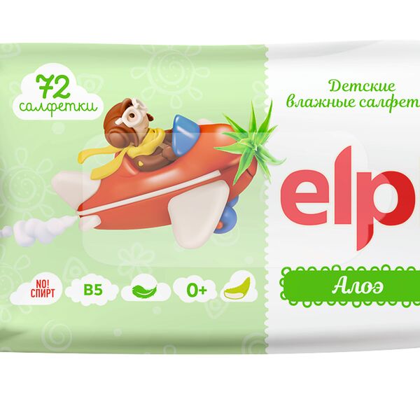 Салфетки влажные детские Алоэ Elpi 72шт арт Е01440