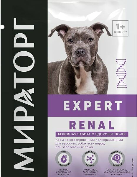 Влажный корм для собак Мираторг Expert Renal Бережная забота о здоровье почек 85г