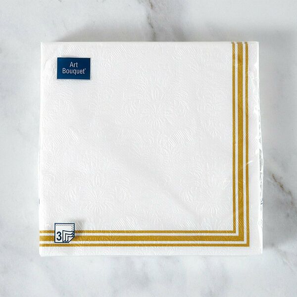 Салфетки трёхслойные Bouquet Барокко, 33х33, цвет белый, золотой, 16 шт