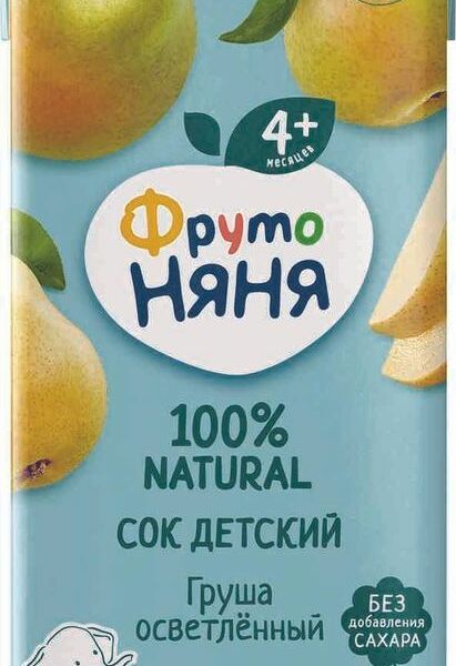 Сок ФрутоНяня грушевый без сахара 200мл