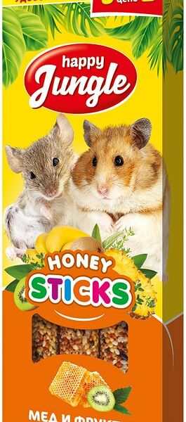Лакомство для грызунов Happy Jungle Мед + фрукты 3шт 90г