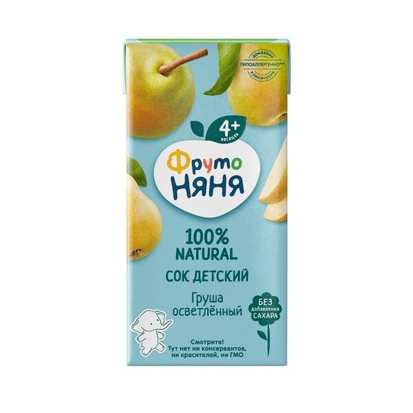 Сок детский осветлённый ФрутоНяня Груша с 4 месяцев 200 мл