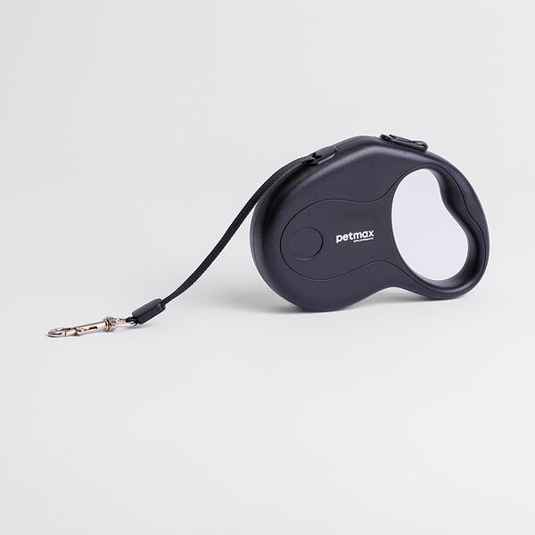 Рулетка для собак, M, ремень 5 м, 20 кг, черная