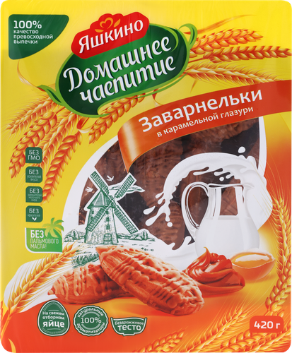 

Печенье заварное Домашнее чаепитие Заварнельки в карамельной глазури 420 г