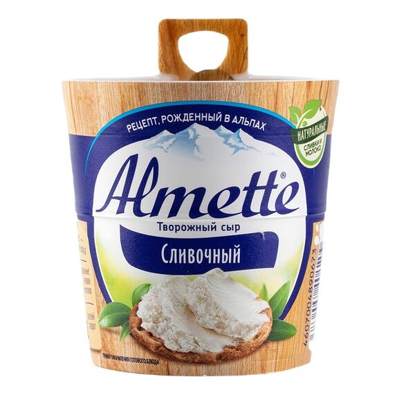 Сыр творожный сливочный 60%, Almette, Россия, БЗМЖ