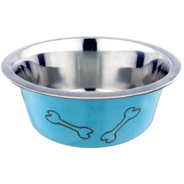 HOMEPET Color Косточки Миска для домашних животных металлическая голубая 0,45л