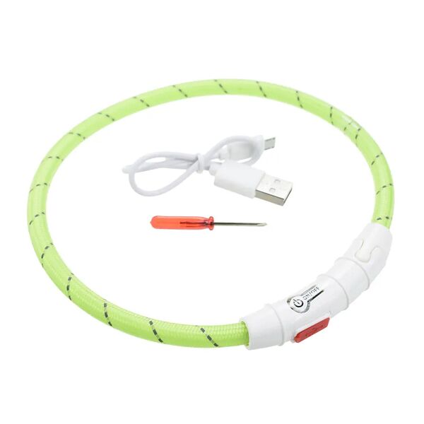 Ошейник для собак средних пород светящийся круглый зеленый 45 см