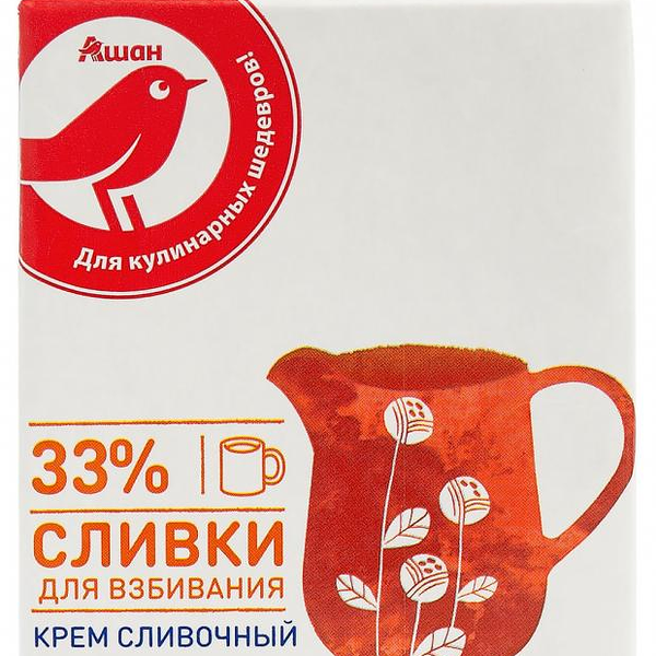 Сливки АШАН Красная птица 33%