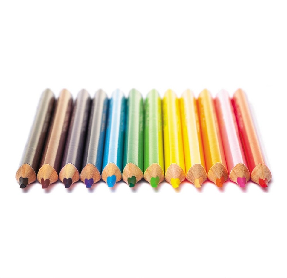 

Карандаши цветные Jumbo утолщённые трёхгранные с точилкой, Hatber, 12 шт., Китай