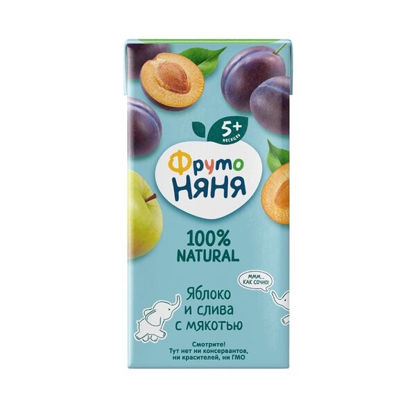 Нектар ФрутоНяня Яблоко и слива с мякотью с 5 месяцев 200 мл