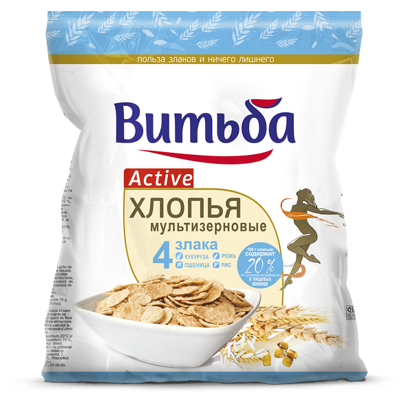 Хлопья мультизерновые ВИТЬБА 4 злака вес 250г