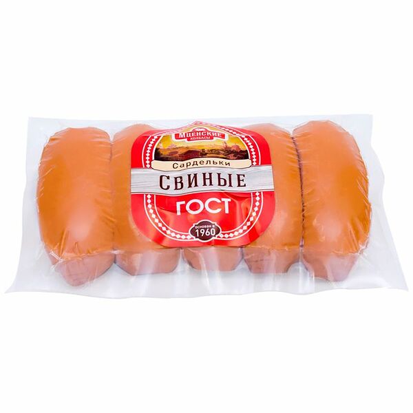 Сардельки варёные Мценские Колбасы Свиные категория Б, 450г