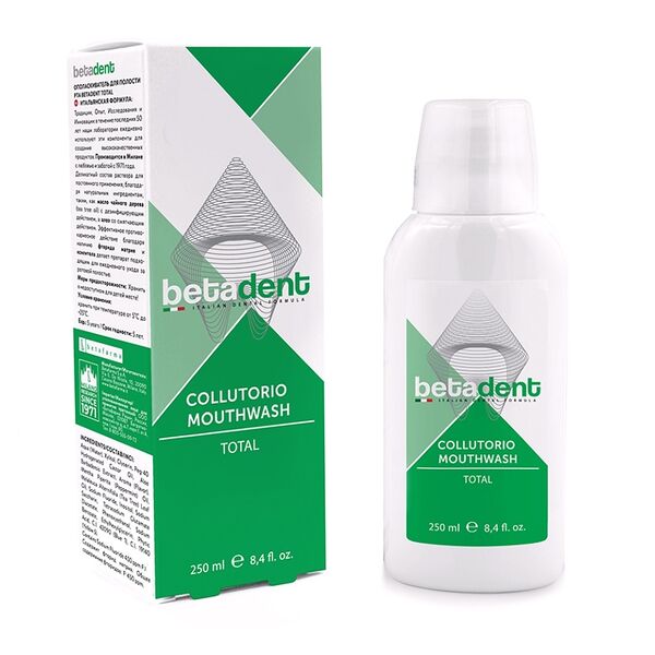 Ополаскиватель для рта Betadent Total Action 250мл, Италия