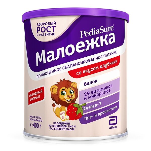 PediaSure смесь сухая Малоежка со вкусом Клубники 400 г